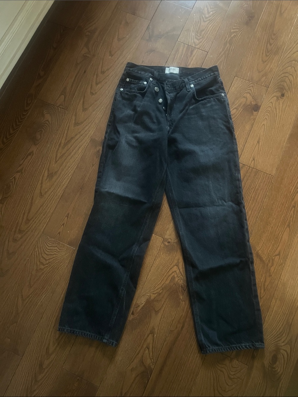 Agolde Black High-Rise Straight Jeans